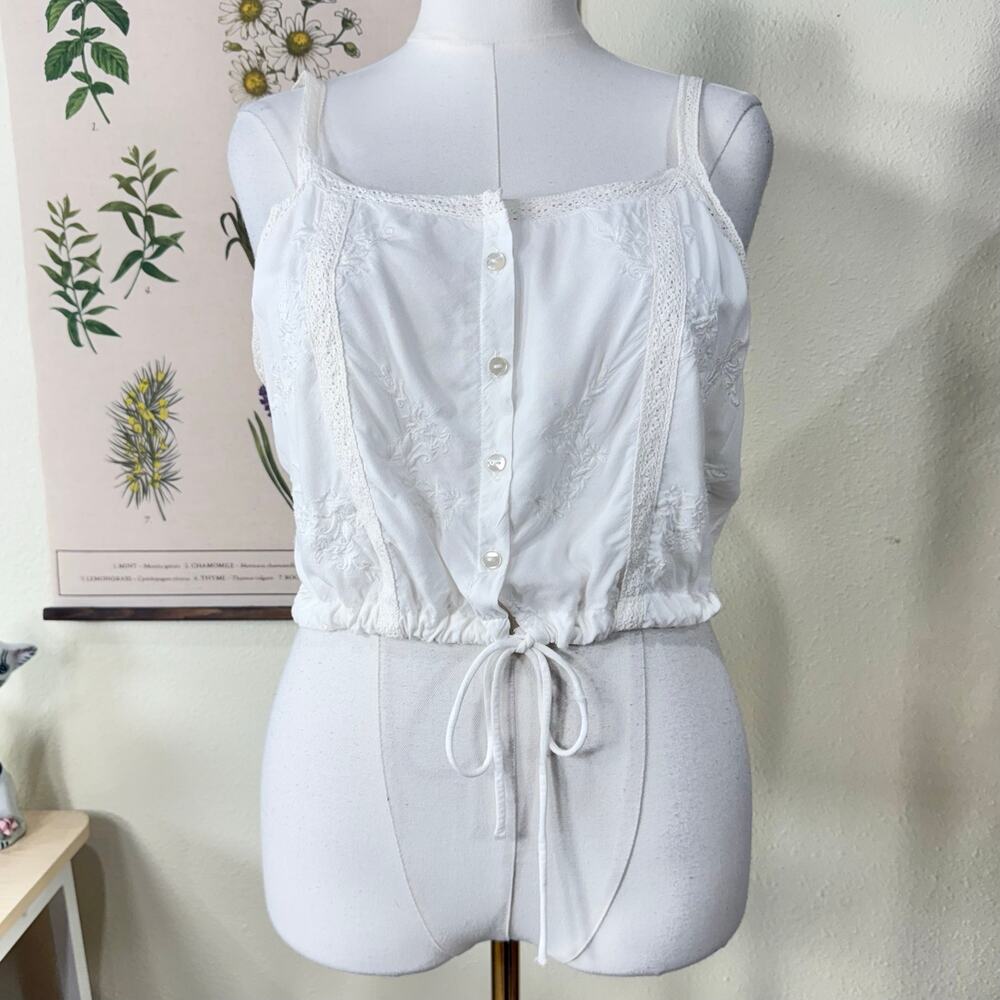 90s Y2k Embroidered Top Hippie Boho Coastal Cowgirl Fairy Grunge Festival M L